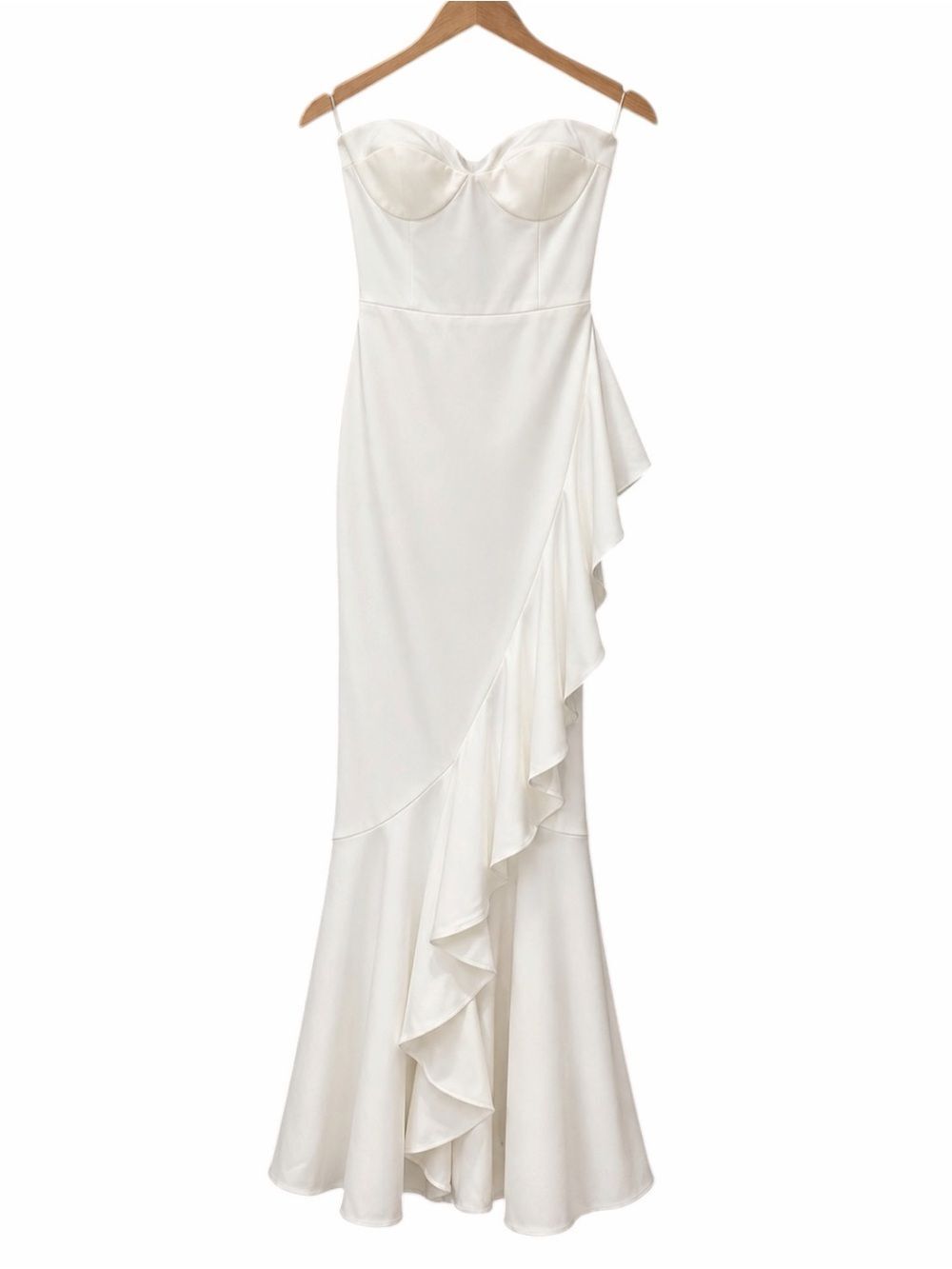 Dress The Population Paris Mermaid Convertible Ruffle Formal Gown White XXL NEW